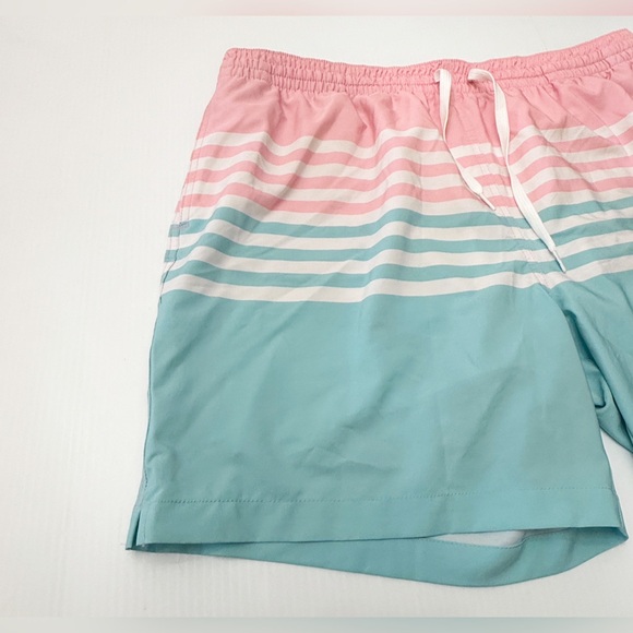 Chubbies Pink and Blue Striped Swim Trunks 5.5 Inch Inseam - Lined - Size XXL - Picture 2 of 10